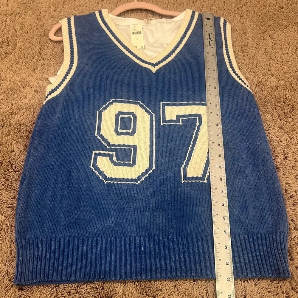 NWT new small Anthropologie pilcro sporty sleeveless twofer sweater jersey blue
